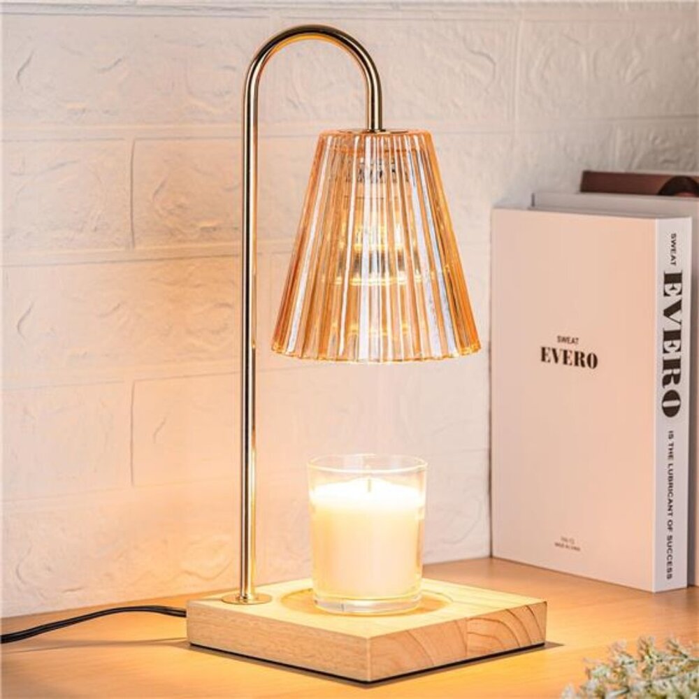 Candle Warmer Lamp with Timer, Vintage Amber Nightstand Candle Warming